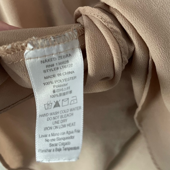 Naked Zebra Beige Blouse Zip Backing Size Medium - Picture 4 of 4
